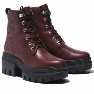 Timberland Everleigh - Burgundy Leather Ankle Boots 8.5